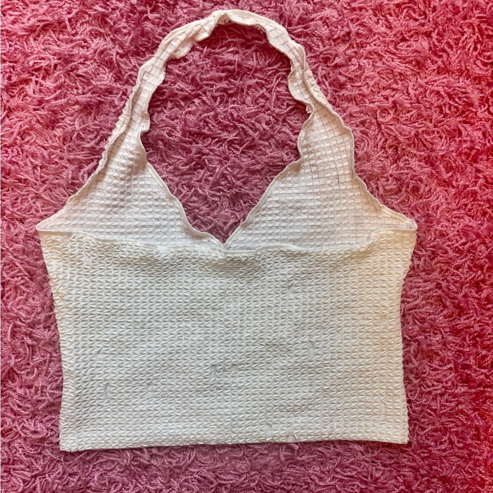 Cache Silver Ribbed Cropped Backless Tank - Picture 2 of 3